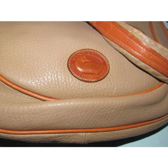 Dooney And Bourke Vintage Taupe & Cognac Brown Leather  HOBO Shoulder Bag - Picture 9 of 16
